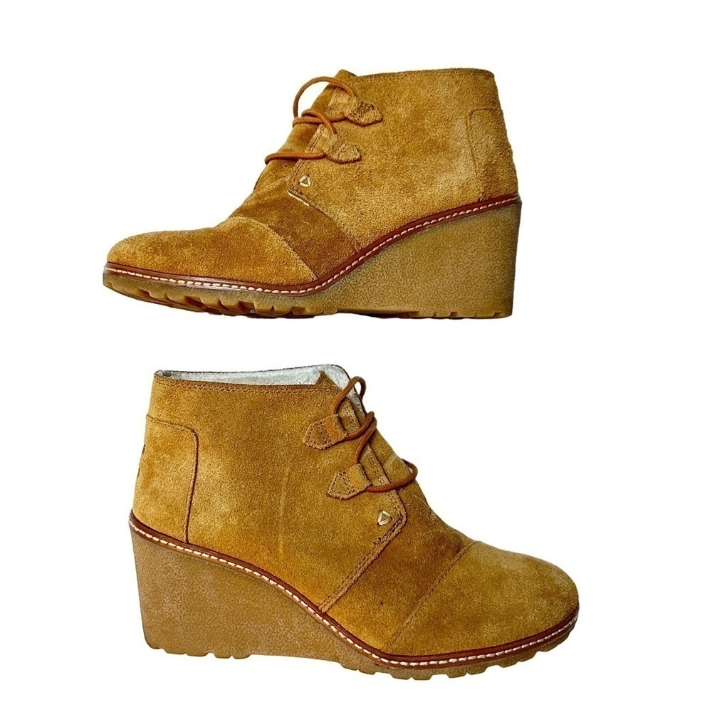 Toms Desert Suede Leather Wedge Booties 9‎